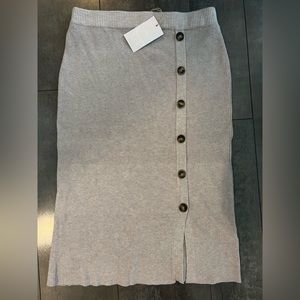 Cream sweater skirt, off center buttons